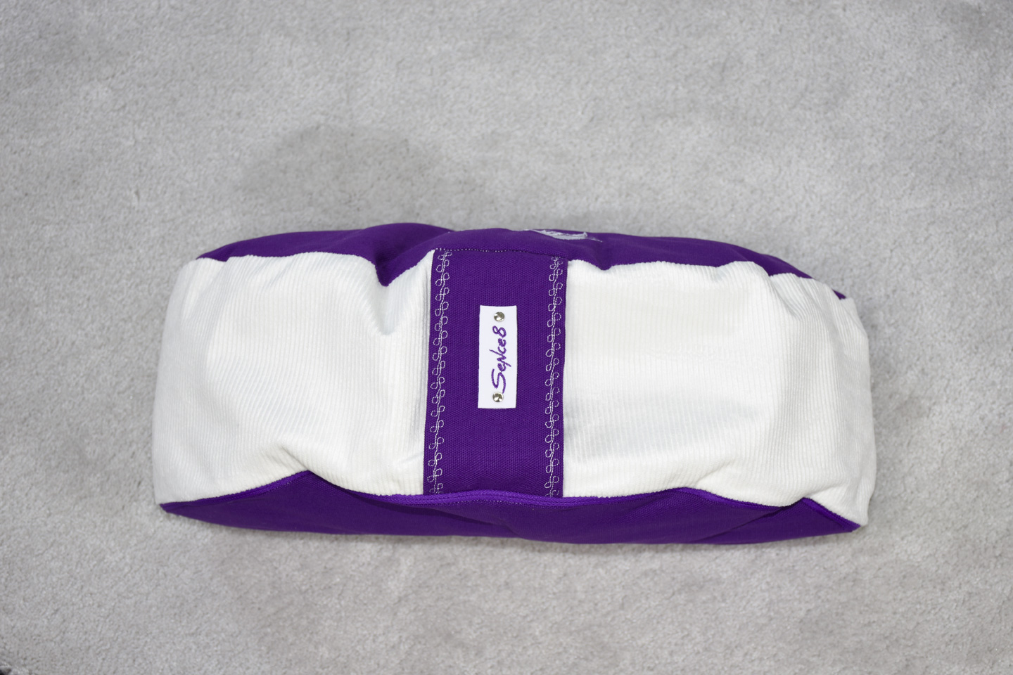 Artikel: mm2202 – Motiv: Pfeiltraumfänger / Form: Moon / Farbe: lila, creme / Material: Baumwolle, Canvas, Cord